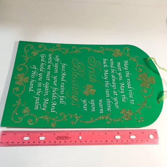 Irish Blessing Cross Wall Door Sign Plaque St. Patricks Day Green Shamrock - Picture 10 of 10
